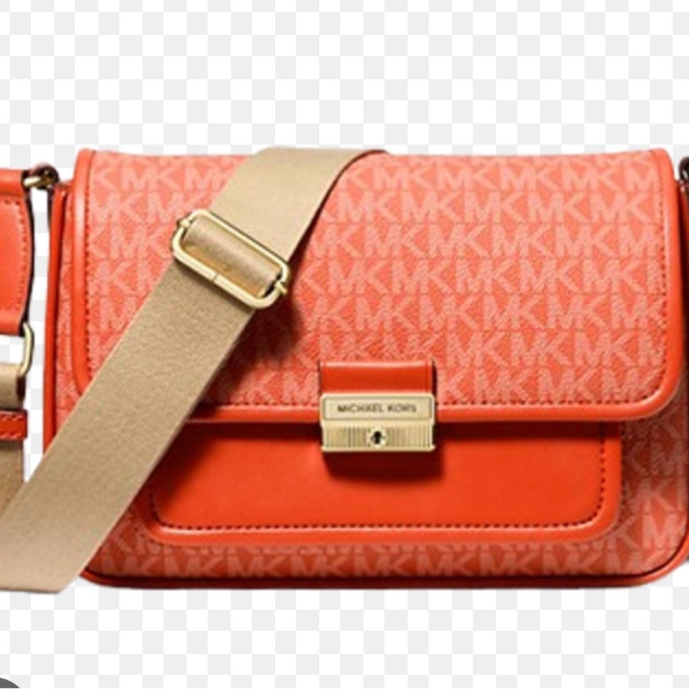 Michael Kors Coral Logo Crossbody with Beige Strap